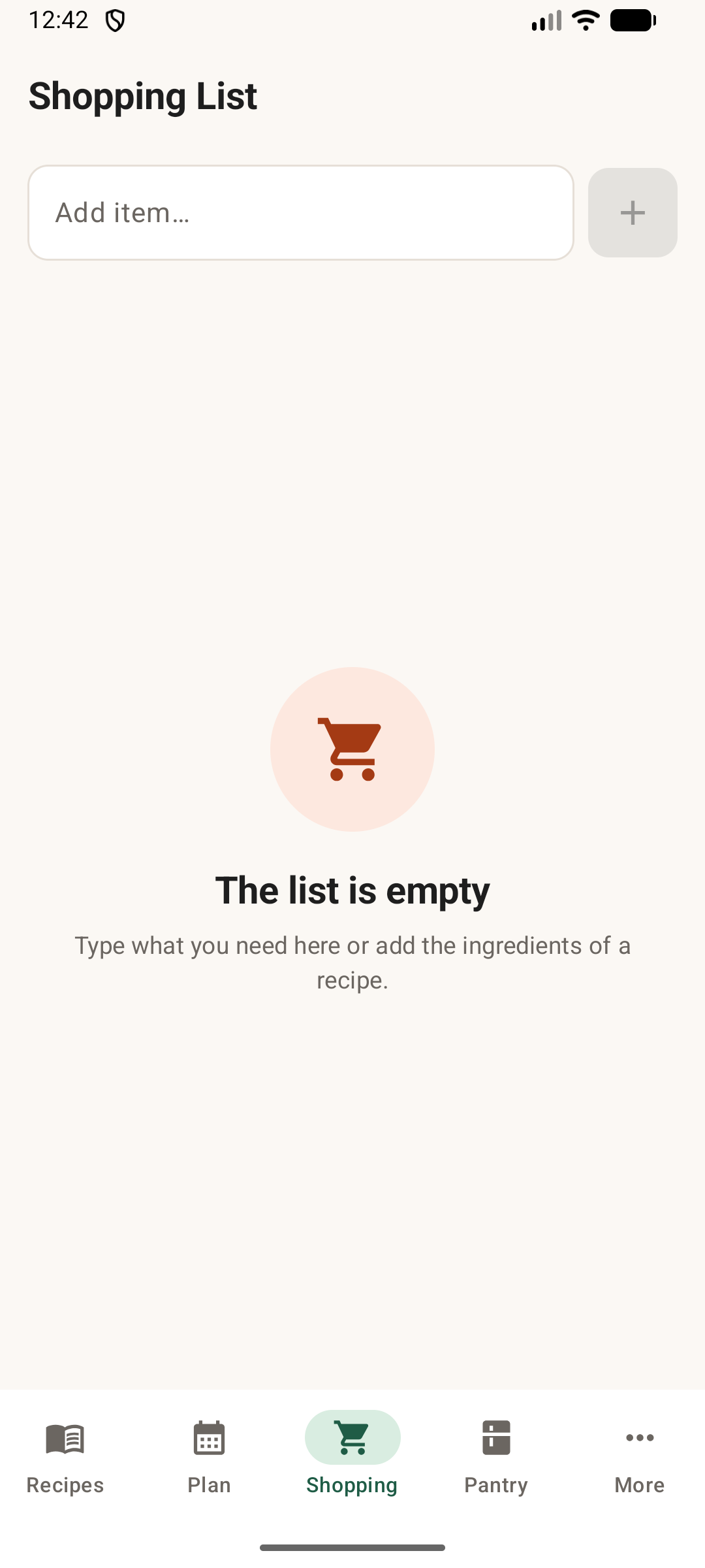 Lista de compras da VtrRecipe